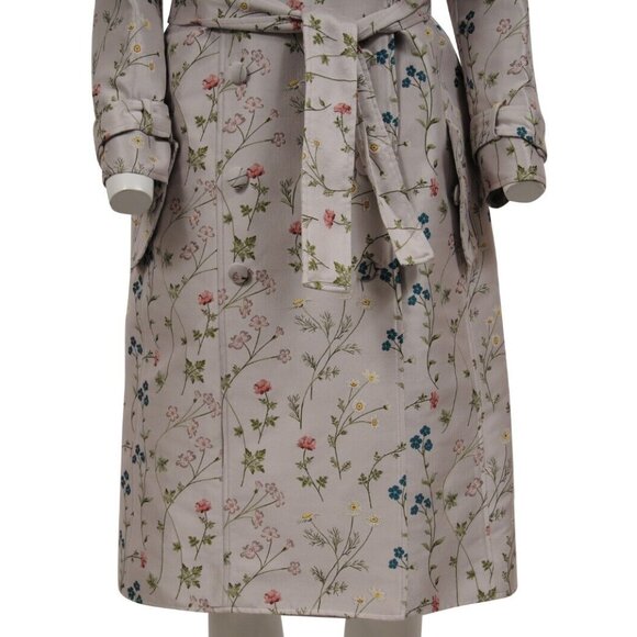 Giuseppe Di Morabito Double Breasted Floral Trench Coat IT 50 Tan Long Jakcet - Picture 5 of 12